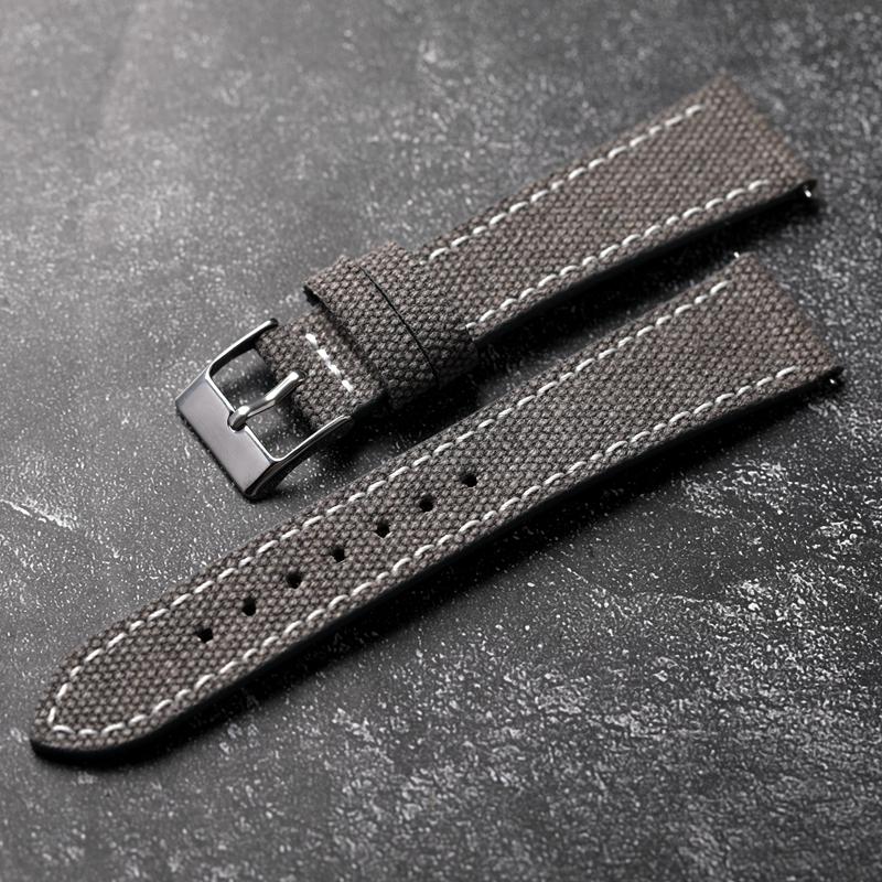 For Antique Watch Canvas Watchband 18 19 20 22MM Green Brown Gray Men Quick Release Soft Men's Wear Resistant Waterproof Bracelet