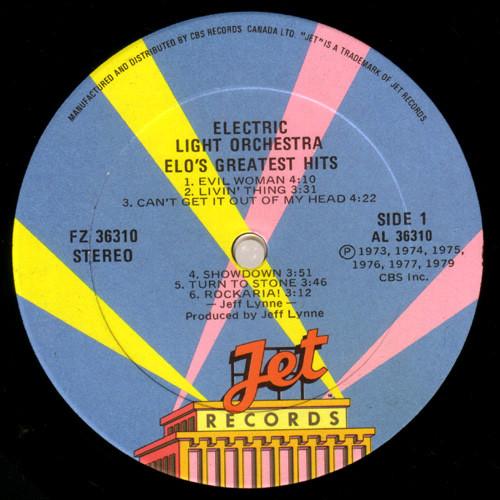 LP Record ELECTRIC LIGHT ORCHESTRA - ELO's Greatest Hits FZ36310 Jet Records 1979 Canada Rock Used