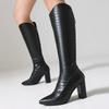 Black White Knee High Boots Women Winter Shoes New 2024 Sexy Western Women's Cowboys Boots Large Size Footwear Brand Designer