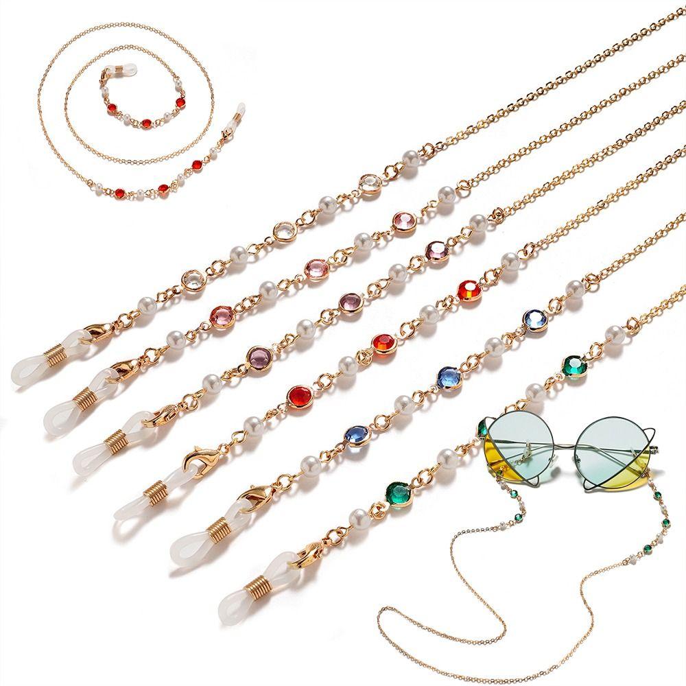 1PC Alloy Eyeglasses Chain Pearl Beaded Sunglasses Lanyard New Glasses Neck Cord Office Use