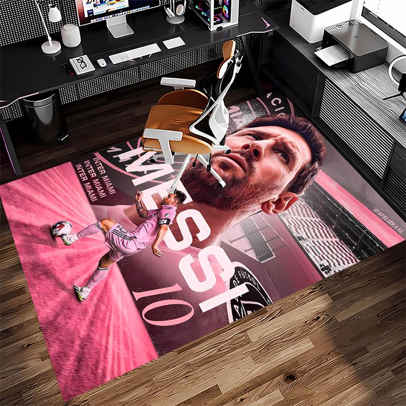 1pc Inter Miami CF Print Area Rug - Soft,Washable Non-Slip Indoor Mat for Office Chairs,Living Room,Home Office Decorative Rug
