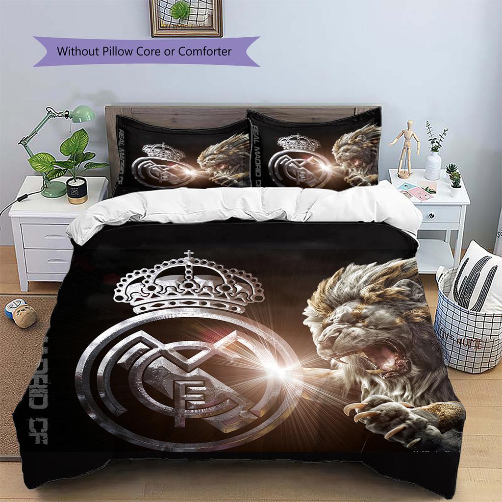 Madrid team Pattern Bedding Home Decoration Birthday Gift (1 * duvet cover + 2 * pillowcase, without core)
