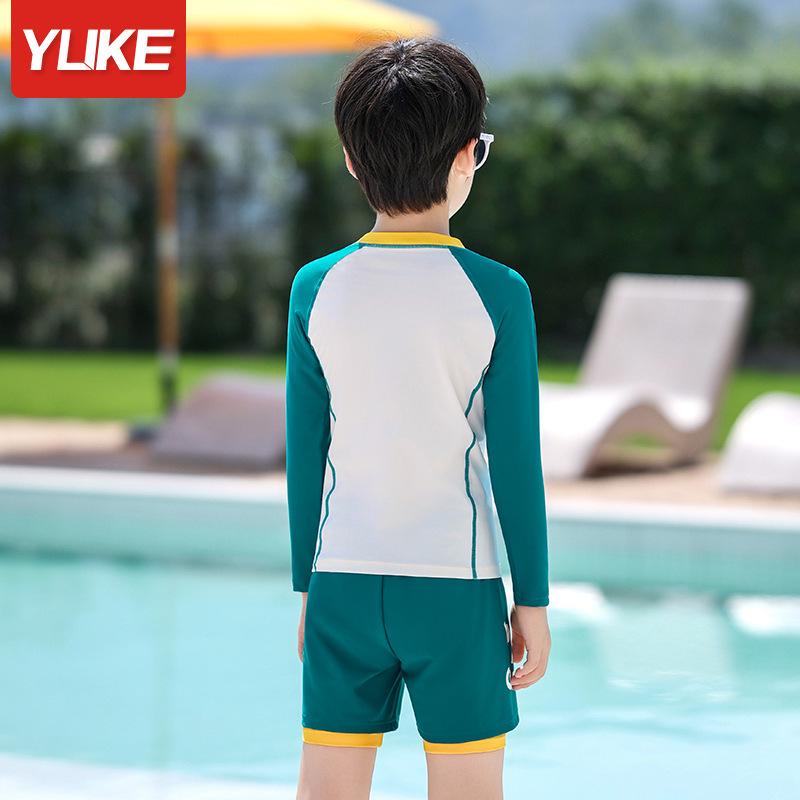 Детский слитный купальник с длинным рукавом для защиты от солнца - Модный летний наряд для больших детей и подростков