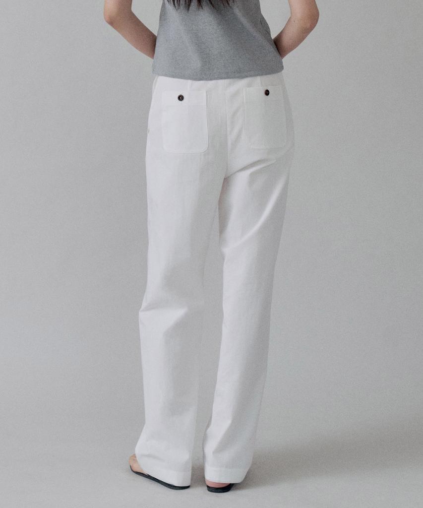 STEP AROUND Cotton Straight Pocket Pants_White
