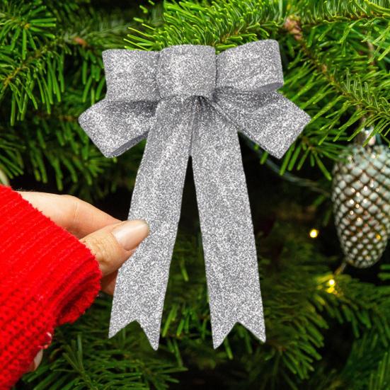 Рождественский бант Yousheng, двухслойный, блестящий, праздничный, многоразовый, елочный декор, легкий, для новогодней вечеринки, большой рождественский бант