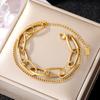 2023 НОВОЕ модное женское индивидуальное ожерелье из 2 частей с большим отверстием Модный элегантный роскошный браслет 2-использования Красивый подарок Ювелирные изделия Свитер-цепочка