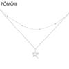 Ожерелье с подвеской в виде звезды из двухслойной цепочки из стерлингового серебра 925 пробы с микрофианитами, колье-чокер для женщин S-N464