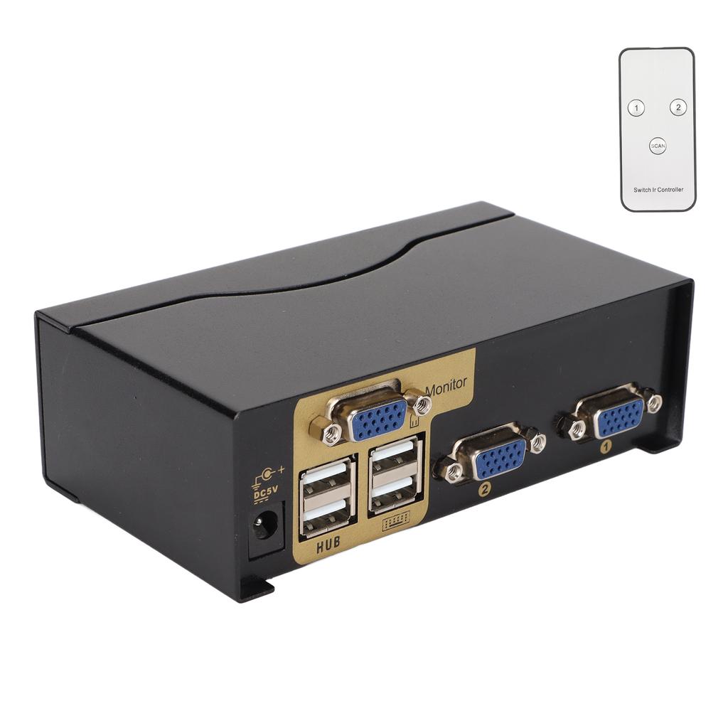 2 входа 1 выход VGA KVM-переключатель 4 порта USB для нескольких компьютеров, монитора, мыши, клавиатуры, видеопереключатель VGA