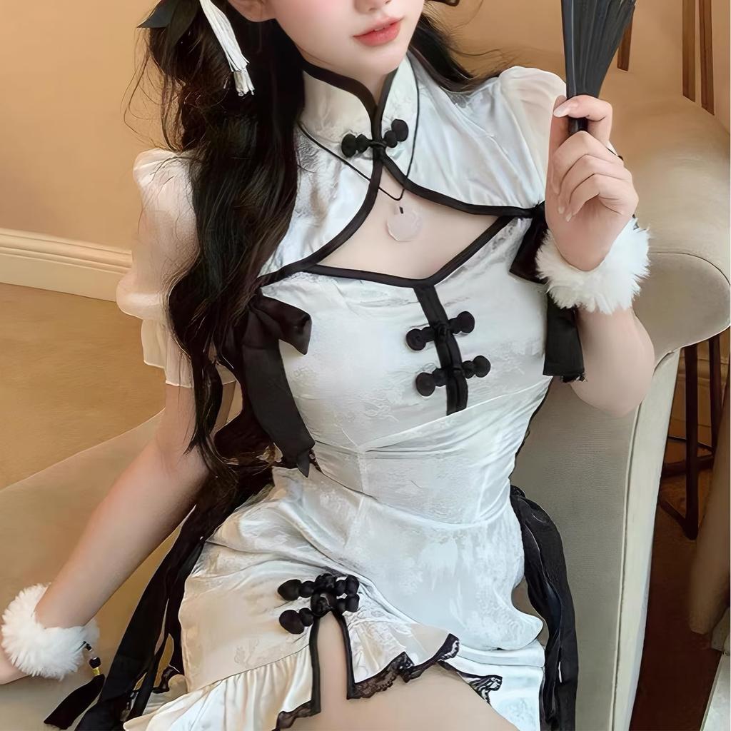 Китайская китайская горничная сексуальная китайская открытая 2-х предметная одежда [Soxeeh] Одежда, платье, косплей, униформа, костюм, стиль, грудь, мо, милый, соблазнительный, костюм,