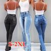 Женские модные брюки-клеш, повседневные, облегающие, эластичные, с высокой талией, расклешенные джинсы-карандаш, женские брюки большого размера S-2XL