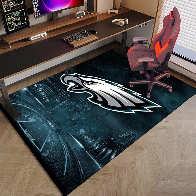 Коврик для пола Philadelphia Eagles Ночная игра для офиса, Коврик под стул, Декоративный ковер Коврик для гостиной, Большой размер Подарки для фанатов Рождественские подарки