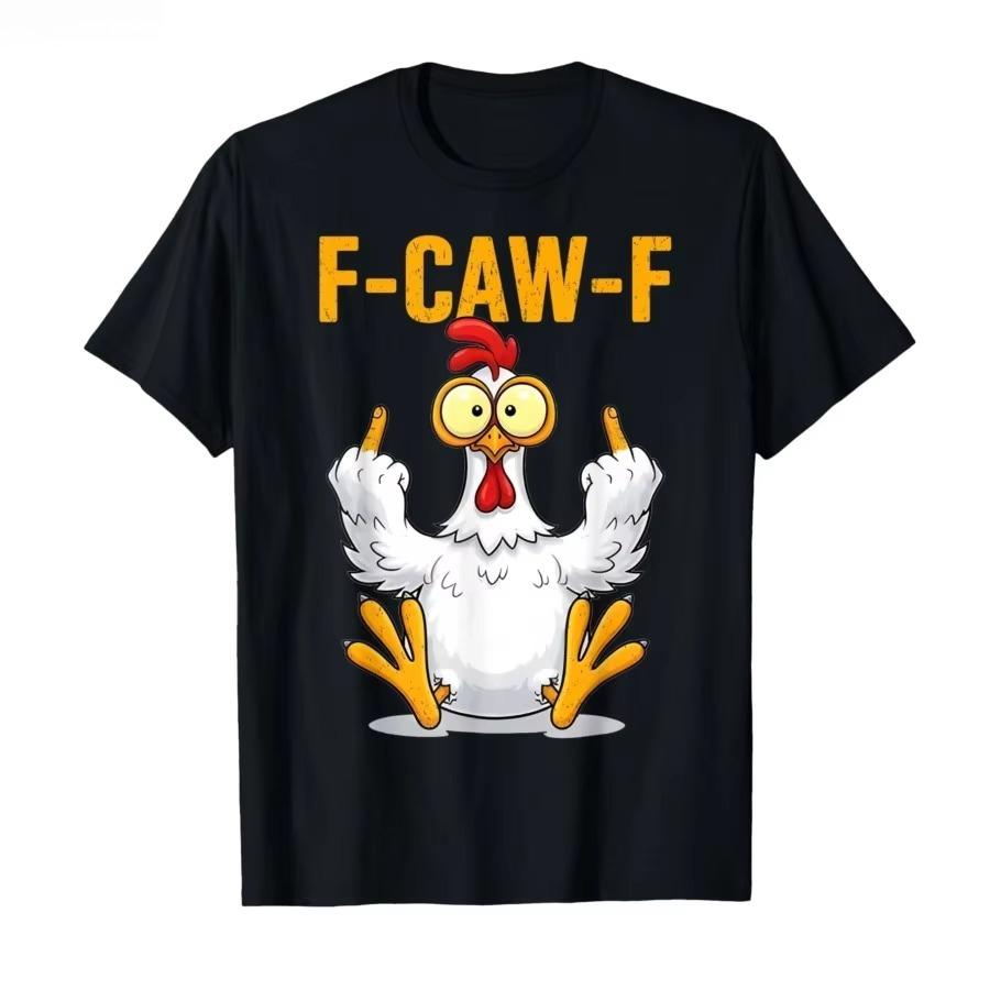 Funny F Caw F Chicken FCAWF Chicken TShirt Men Funny  Tee Shirt Crew Neck Short Sleeve T Shirts Gift Idea Clothes