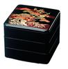 Outdoor Lunch Box Made In 3 Black and Plum X X J-kitchens (Lunch Box) Japan, Tiers, 6-inch, Pine, Bamboo, Design, 18.1cm 18.1cm 16.3cm