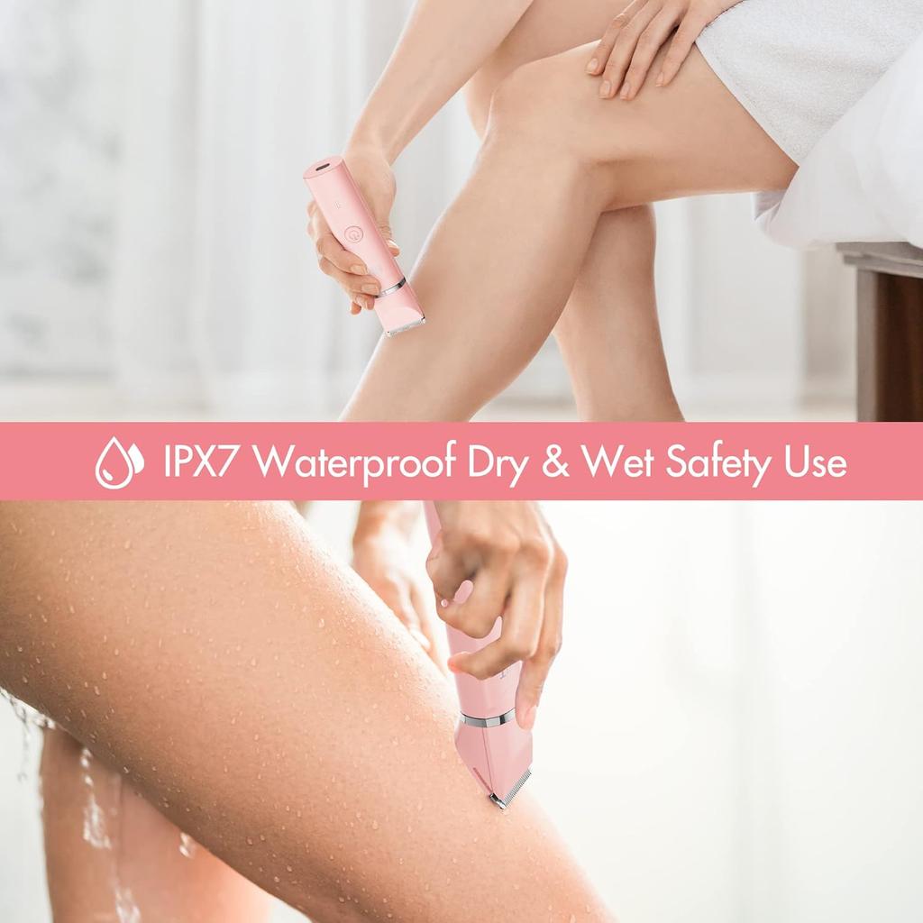 Электрический триммер для бикини для женщин - 2 в 1 Электрический триммер для интимных зон для женщин, Безболезненное удаление волос, Бритва, Шейвер для тела, Портативная женская бритва с 2
