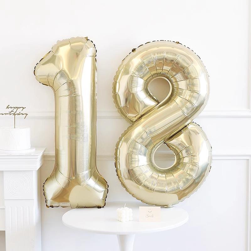 40-Inch Platinum Digital Balloon Props Girl Baby Year-Old Ceremony Sense Photo Background Arrangement