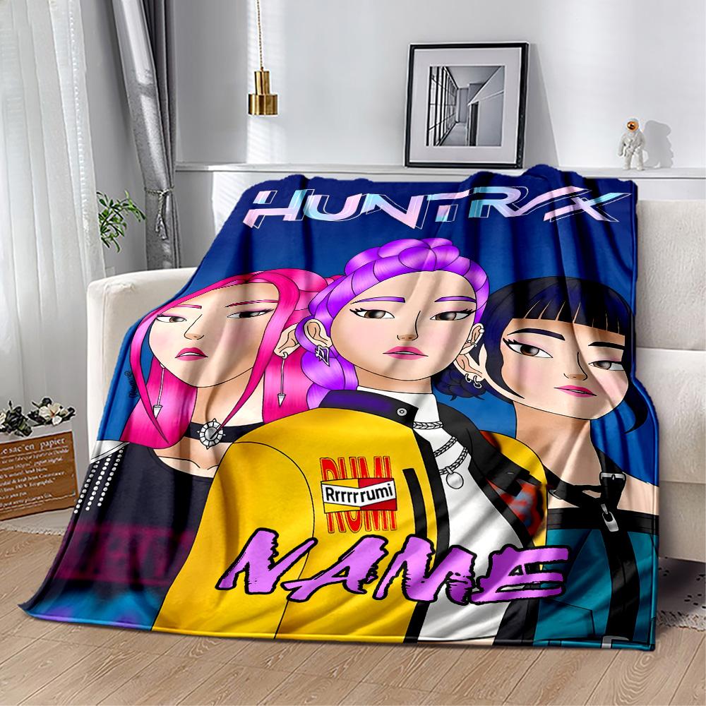 Huntrx: Urban Fashion Fusion Personalized Name Blanket Throw Customizable Blanket Comfortable Throw For Couch Bed Bedding Livingroom