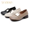 Natural Leather Heels for Women Spring and Autumn with Comfortable Loafers, Casual Loafers for Girls Students