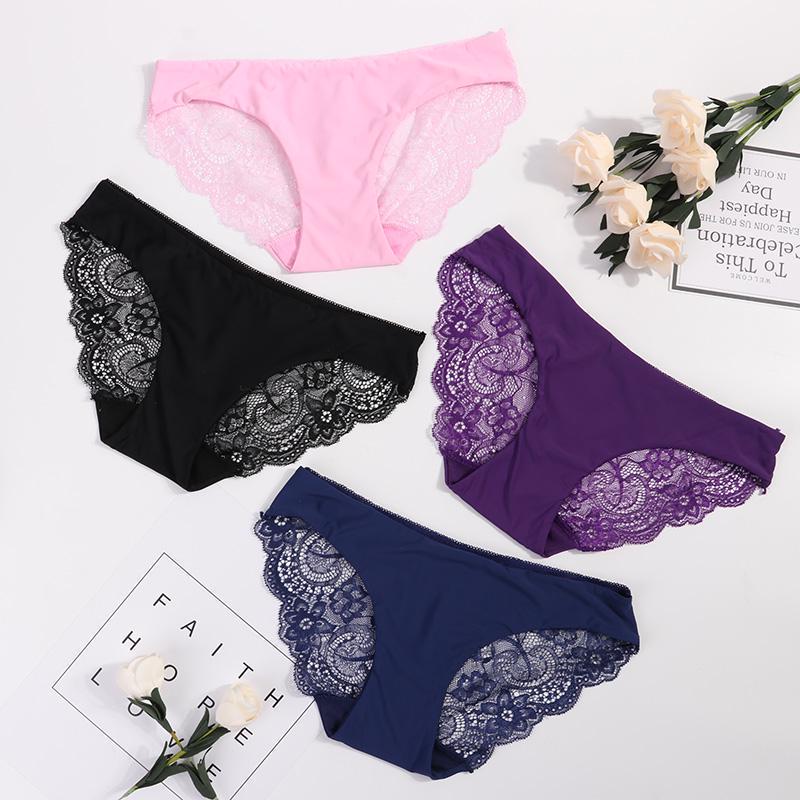Women's Sexy Lace Panties Seamless Panty Briefs Underwear Breathable Hollow Triangle Underpants