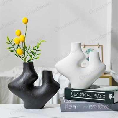 Nordic Ins Style Креативный современный дом Необычные керамические вазы Украшения Сухие цветы Цветочная ваза Гостиная Цветочные композиции