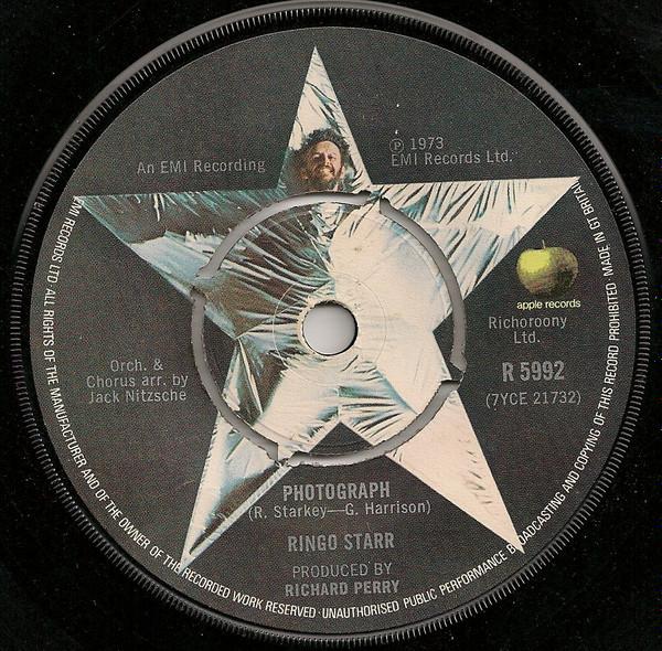 7-дюймовая пластинка RINGO STARR Фотография R5992 Apple Records 1973 Великобритания Рок Б/у