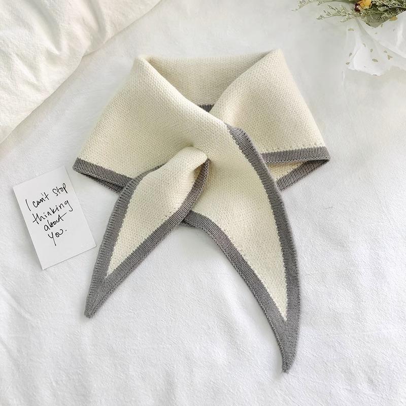 Women Knitted Triangle Scarf Fake Collar - Autumn Warm Detachable Shawl for Dress Shirt Neck Protection Accessory