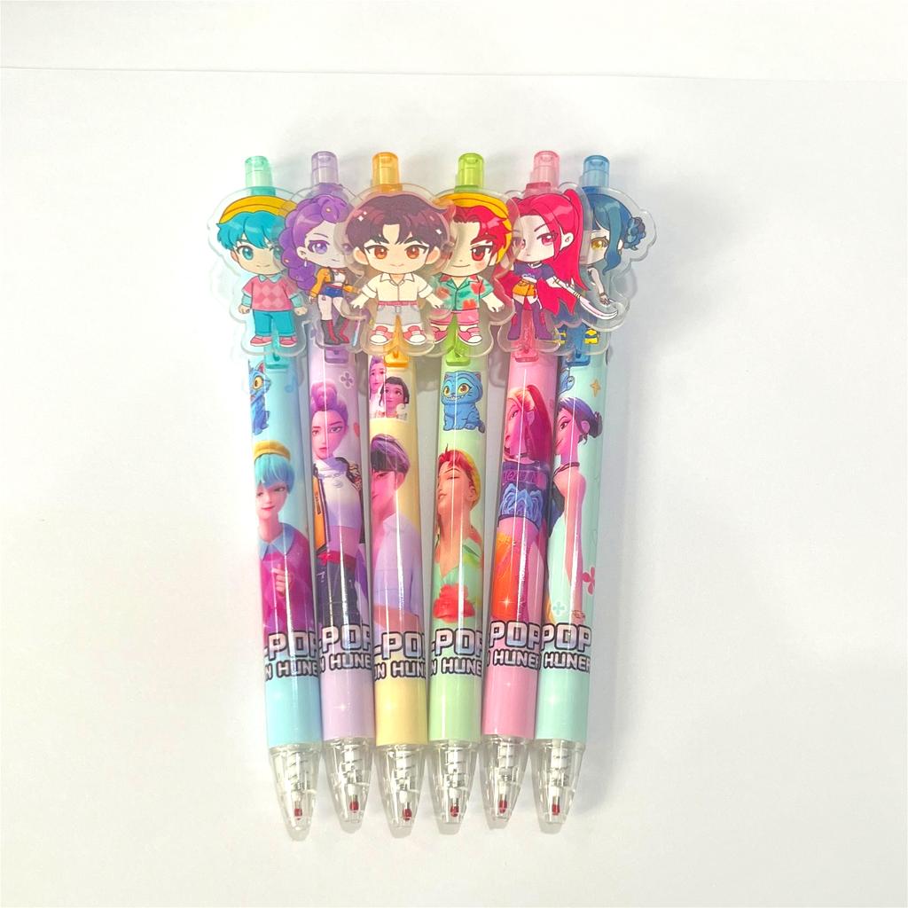 Cute Demon Hunters Anime K-POP Acrylic Topper Black Gel Pens, Kids Stationery for Student Study Supplies