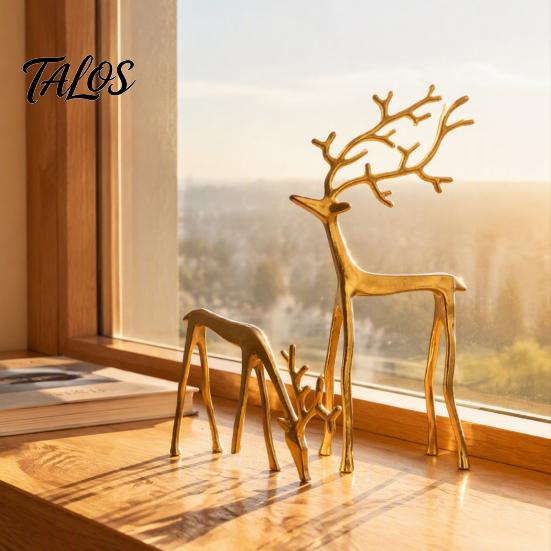 Modern Alloy Sculptures Christmas Reindeer Statue, Small Deer Sculpture Figurine, Elegant Contemporary Home Accessories Holiday Decor for Tabletop,