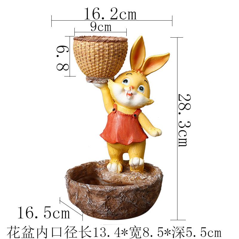 Resin Cartoon Animal Simulation Rabbit Succulent Green Plant Flower Pot Ornament Courtyard Outdoor Garden Ornament