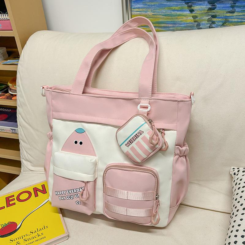 Сумка-тоут кроссбоди в корейском стиле с цветными блоками большой вместимости для студентов