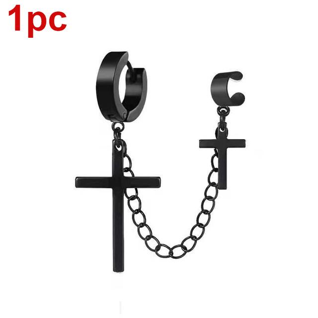 Серьги-гвоздики в стиле панк-крест с кисточками, женские интегрированные серьги-гвоздики, христианская готика, ювелирные изделия в стиле хип-хоп, металлическая цепочка, серьги-кольца, мужские серьги