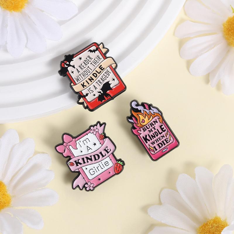 Xiaomi Pink Gothic Electronic Reader Enamel Pins Humorous A Resder Without Their E-Reader Is A Tragedy Brooches Lapel Badge Jewelry Pin