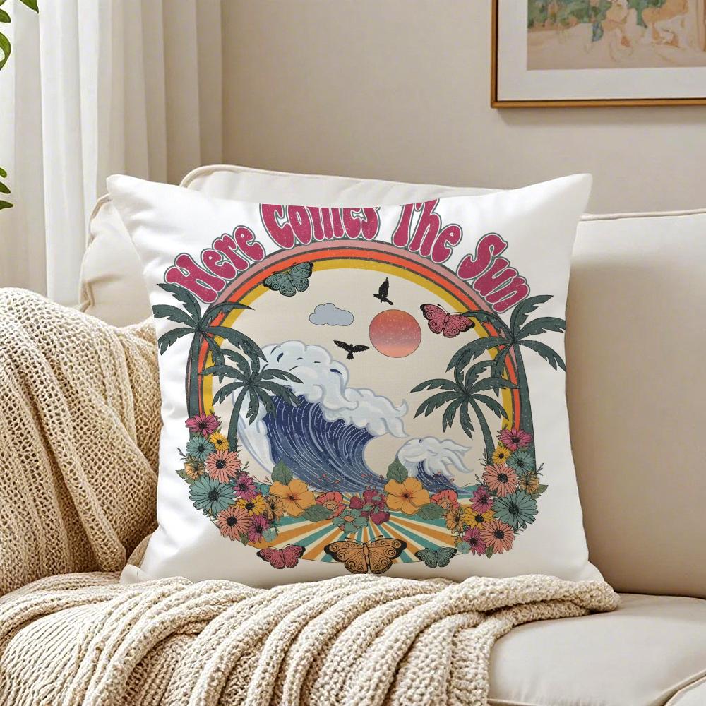 American Classic Beach Style Art Cushion Cover Linen Pillowcase Soft for Sofa Bed Home Room Decor