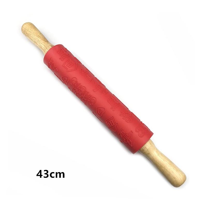 Рождественская скалка для тиснения для выпечки печенья, лапши, бисквита, помадки, теста для торта, гравированный ролик, силиконовая скалка