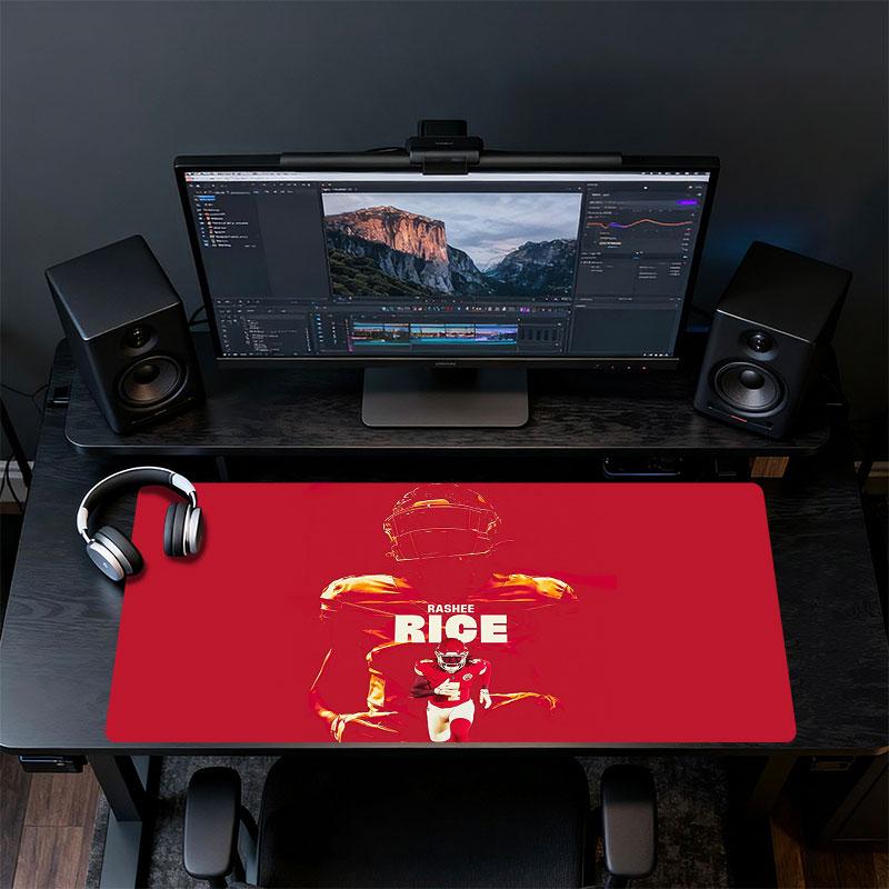 Rashee Rice Mouse Pad, Large Gaming Desk Mat, Non-slip XXL Mousepad for Laptop & Tablet, Mini PC Playmat with Stitched Edges