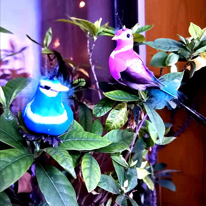 Long Tail Feather Glimmering Christmas Peacock Ornaments Realistic Bird for Holiday Wedding Xmas Tree Decor Gift