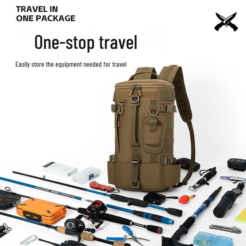 Водонепроницаемый рюкзак для рыболовных снастей: Многофункциональная наплечная сумка для использования на открытом воздухе