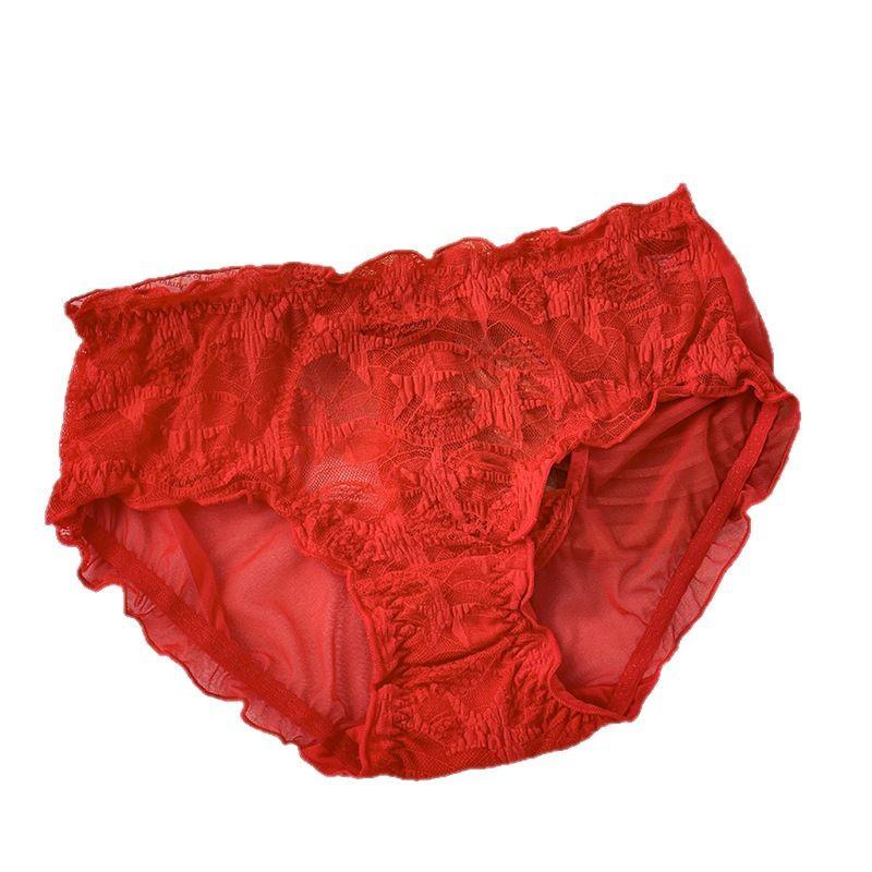 Women's Sexy Lace Hollow Fun Gauze Bubble Pants Cotton File Underwear