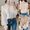 Fashion Women’s Floral Lace Long Sleeve Puff Sleeve Solid Tops