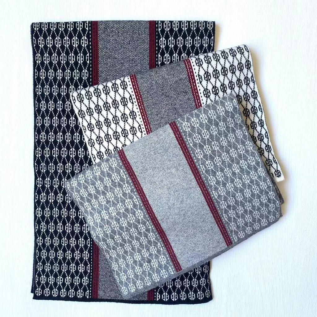 Классический мужской кашемировый жаккардовый вязаный шарф-манишка - Универсальный стиль для осени/зимы