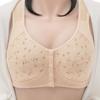Women Front Button Floral Brassiere Underwear Cotton Wireless Push Up Bra Lingerie