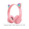 Милые кошачьи ушки с фонариком, беспроводные наушники с голосовым управлением, совместимые с Bluetooth, розовые наушники для маленькой девочки, подарок с рисунком и микрофоном