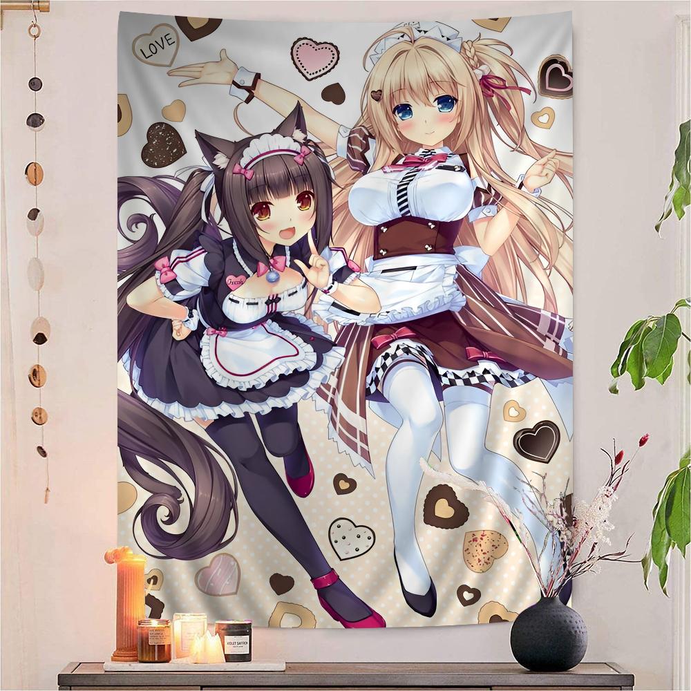 Аниме Nekopara Фильм Липкий DIY Настенный Гобелен Хиппи Цветочные Настенные Ковры Декор для Общежития Настенное Искусство для Спальни Гостиной Дизайн