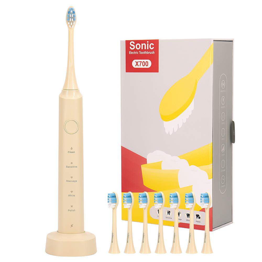 Sonic Electric Toothbrushes for Adults Smart TimerTeeth Whitening Toothbrush IPX7 Waterproof 6 Replaceable Heads Set