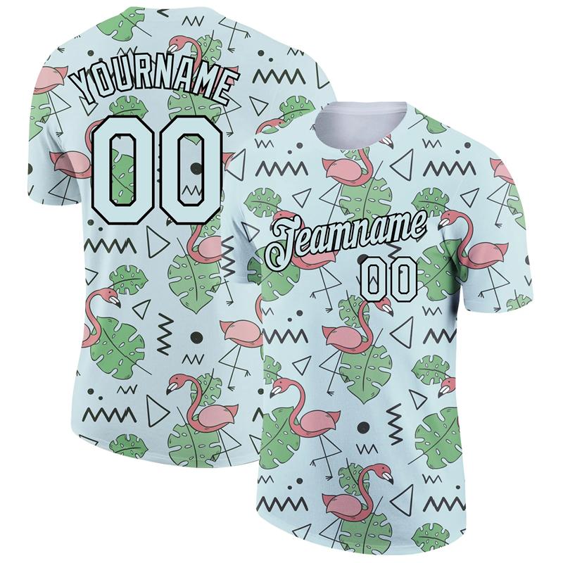Flamingo Graphic 3D Print Customized Name Jersey Men's T-shirt Short Sleeve Gym Sport Fitness Hawaiian Style Tees