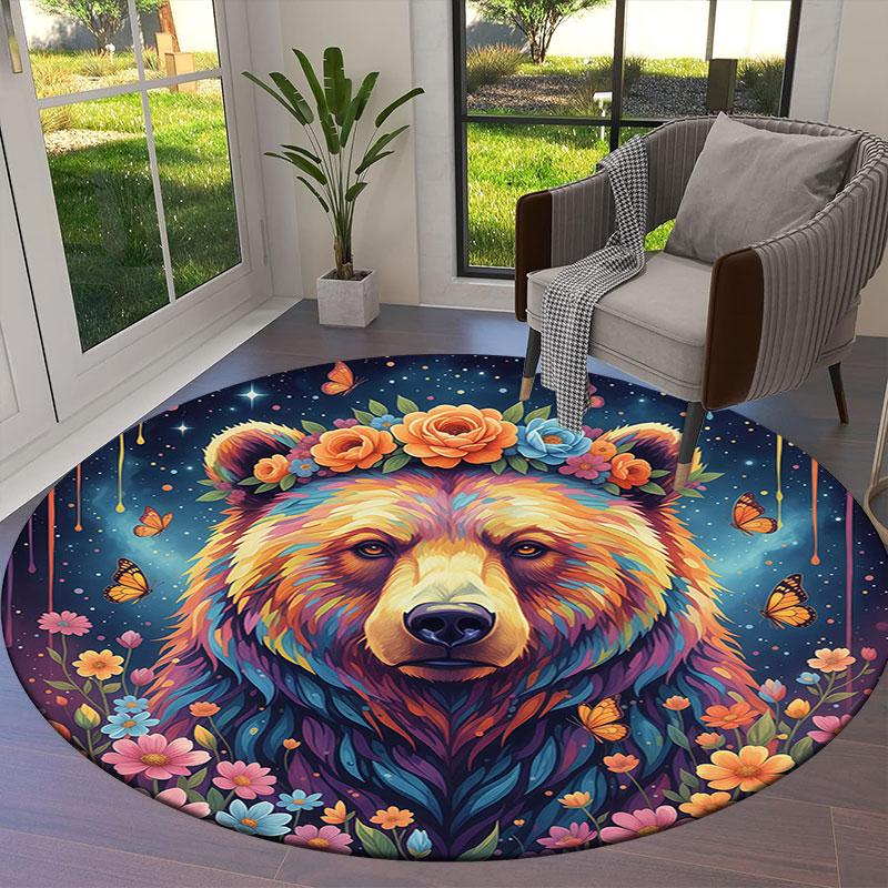 Круглый ковер Liquidpaintanimals, Ковер для гостиной, спальни, дивана, игровой комнаты, Нескользящий коврик для пола