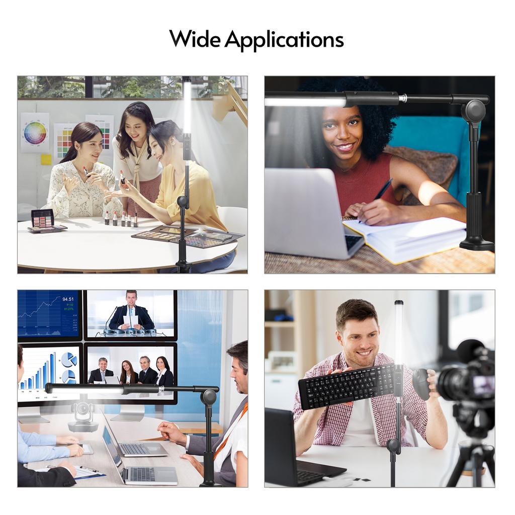 RGB LED Tube, Bicolor Temperature 3200K 5500K   with 9 Color Effects and Remote Control, for Photography Vlog Live Streaming