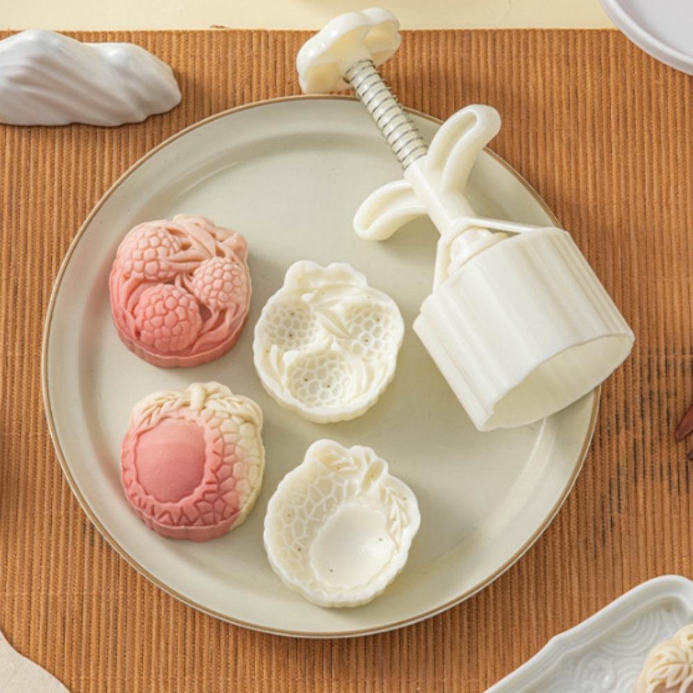 3D Litchi Shaped Mooncake Mold Non-Stick Cookie Stamp Easy Clean Pastries Mold Mid-Autumn Festival
