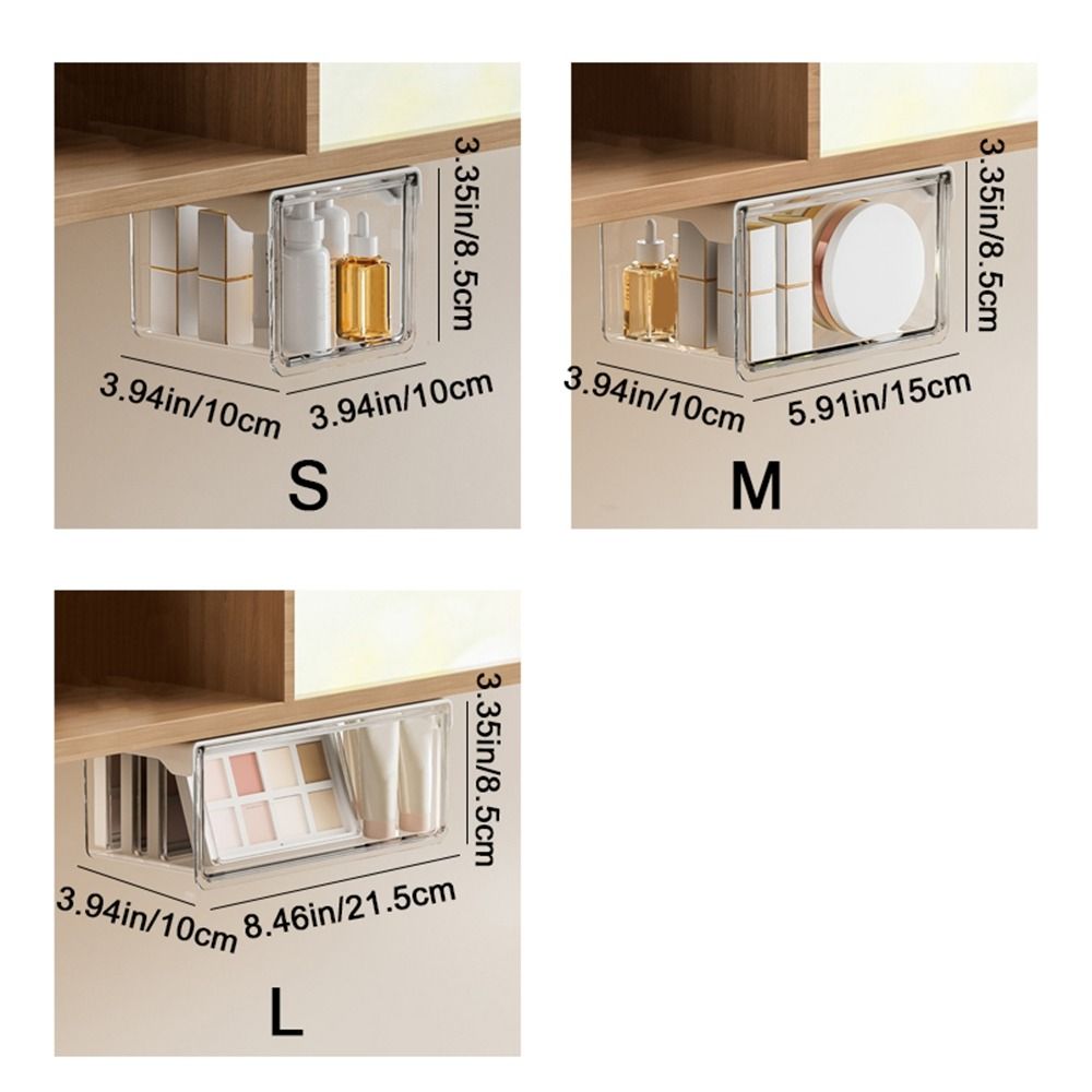 Plastic Under Desk Drawer Organizer Self Adhesive Qtip Holder for Swabs Floss