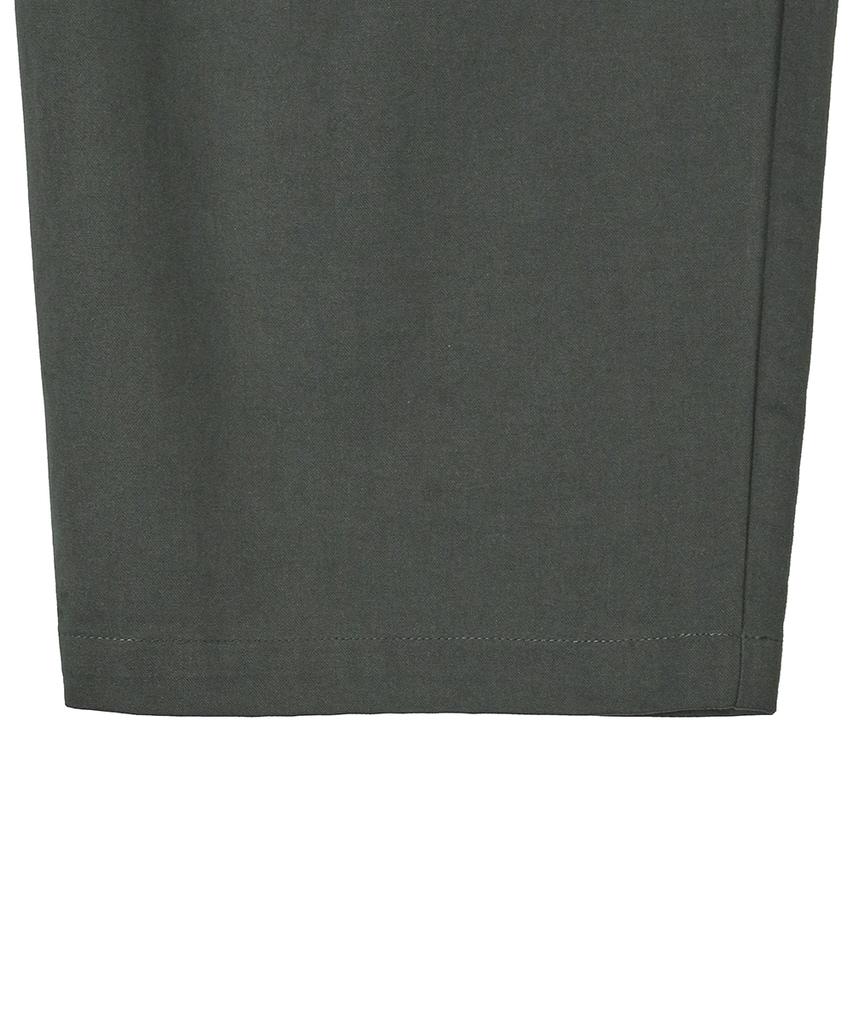 HOOVES Wide Chino Single-Pleat Elastic Pants [Khaki]