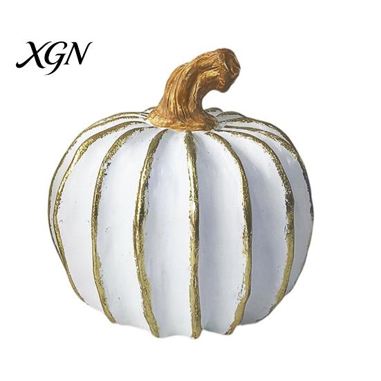 Thanksgiving Home Decor Fall Pumpkin Decor, White Gold Decorative Pumpkin, Resin Pumpkins Modern Ornament Figurine, Statues for Tabletop Centerpiece